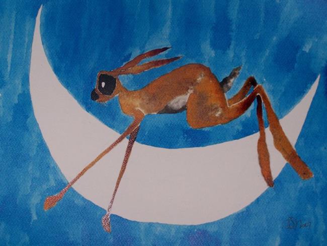 Art: MOON HARE h1240 by Artist Dawn Barker