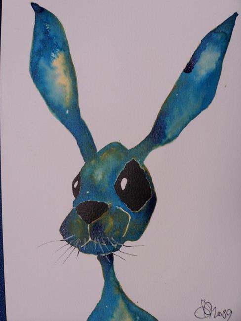 Art: BLUE HARE h1242 by Artist Dawn Barker