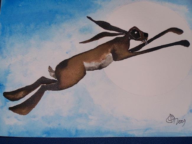 Art: MOON HARE h1244 by Artist Dawn Barker