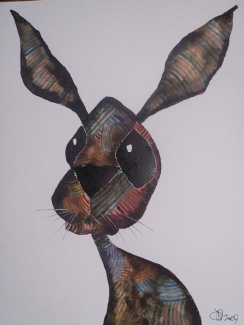 Art: PATCHWORK HARE h1268 by Artist Dawn Barker