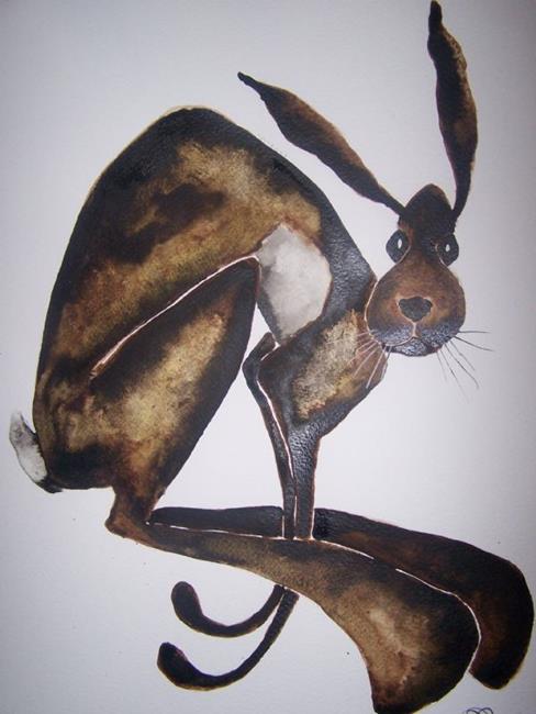 Art: RUNNING HARE h1272 by Artist Dawn Barker