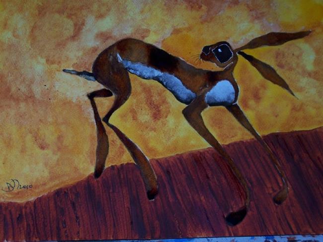 Art: HARE AT SUNDOWN h1372 by Artist Dawn Barker
