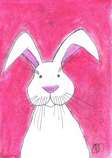 Art: HARE IN PINK h3046 by Artist Dawn Barker