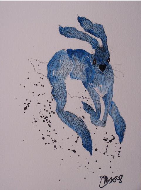 Art: HARE IN A HURRY h889 by Artist Dawn Barker