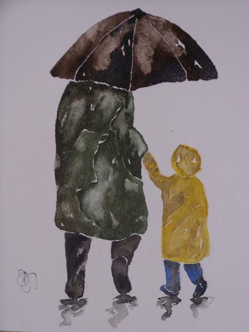 Art: WALKING HOME IN THE RAIN by Artist Dawn Barker