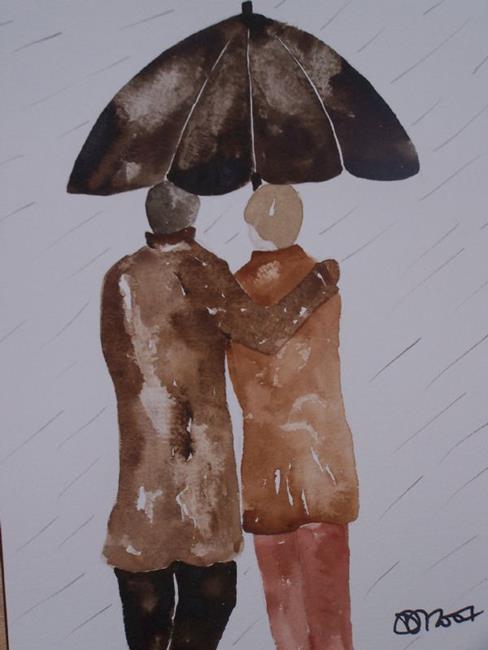 Art: WALKING IN THE RAIN w101 by Artist Dawn Barker
