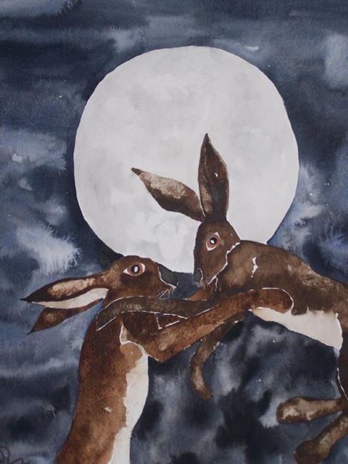 Art: BOXING HARES by Artist Dawn Barker