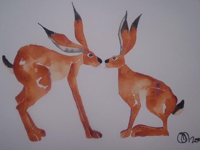 Art: HARES (Could this be Love?) h704 by Artist Dawn Barker