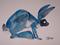 Art: CROUCHING BLUE HARE h872 by Artist Dawn Barker