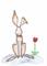 Art: HARE WITH FLOWER h3107 by Artist Dawn Barker