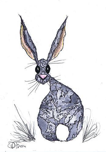 Art: GREY HARE h2582 by Artist Dawn Barker