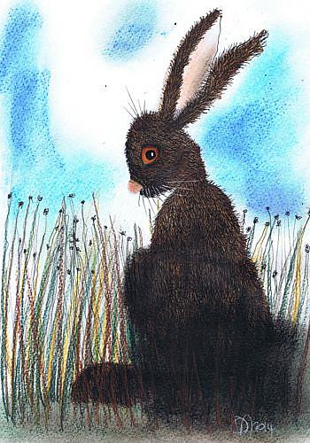 Art: HARE IN GRASS h2584 by Artist Dawn Barker