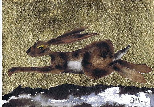 Art: RUNNING HARE h2549 by Artist Dawn Barker