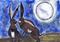 Art: HARES IN THE MOONLIGHT h2453 by Artist Dawn Barker