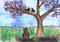 Art: CAT IN PARK c371 by Artist Dawn Barker
