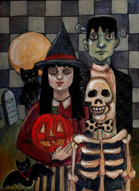 Art: Halloween Family Portrait by Artist Catherine Darling Hostetter