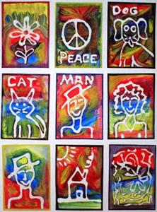 Detail Image for art Funky Psychedelic Hippy Dippy House Scene ACEO