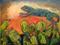 Art: Flying over Prickly Pear by Artist Catherine Darling Hostetter