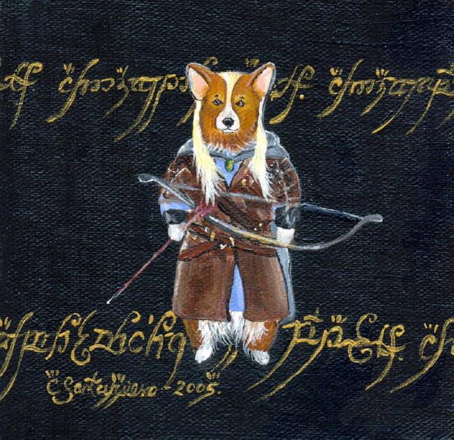 Art: Corgi As Legolas by Artist Cathy Santarsiero