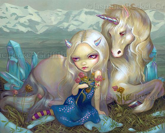 Art: Fiona and the Unicorn by Artist Jasmine Ann Becket-Griffith
