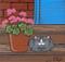 Art: by the geraniums by Artist S. Olga Linville