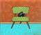 Art: ~black cat on a olive chair~ by Artist S. Olga Linville