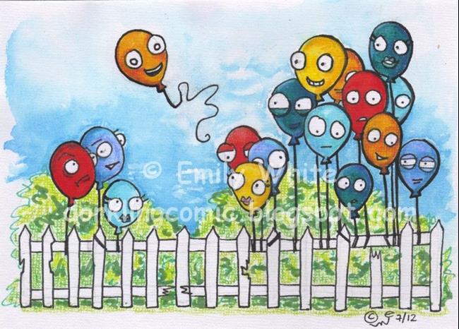 Art: Cartoon Balloons by Artist Emily J White