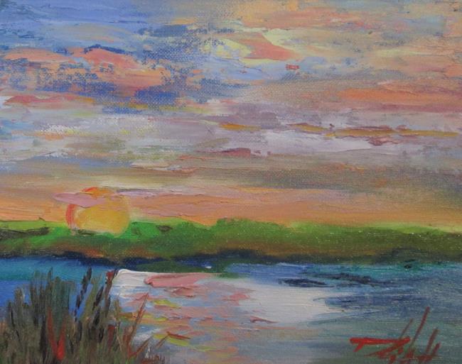 Art: Pink Sunset on the Marsh by Artist Delilah Smith