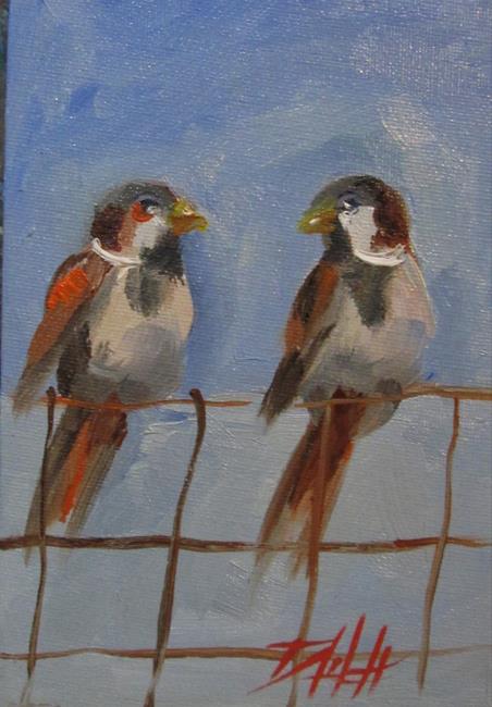 Art: Birds on a Fence by Artist Delilah Smith