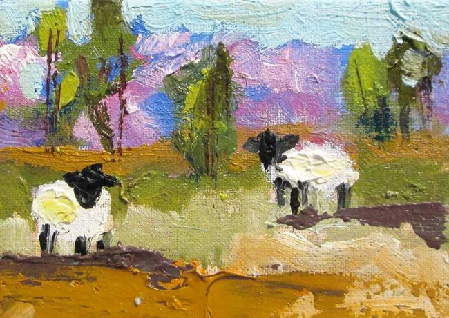 Art: Aceo Sheep in the Landscape by Artist Delilah Smith