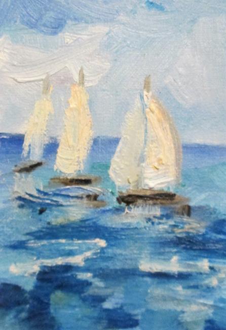 Art: Sailboats Aceo by Artist Delilah Smith