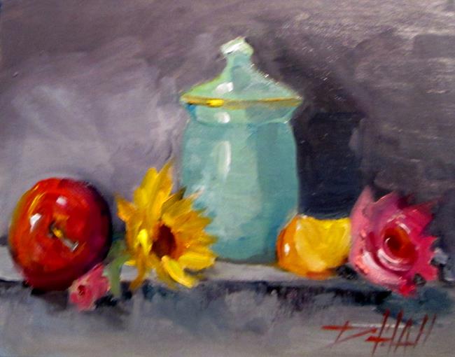 Art: Still Life with Fruit and Flowers by Artist Delilah Smith