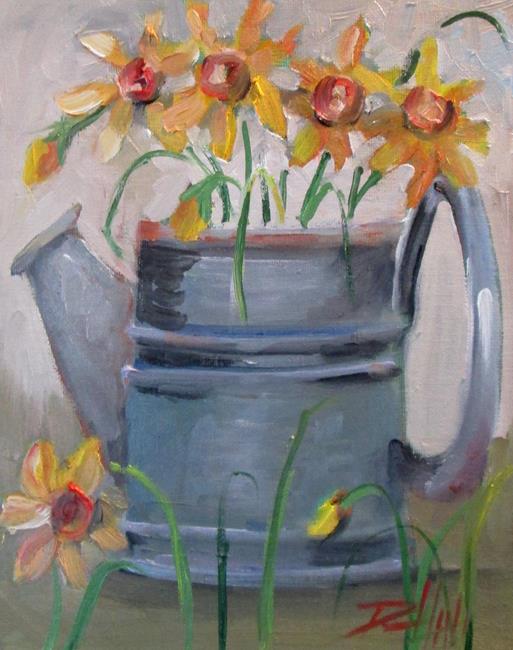 Art: Watering Can and Daffodils by Artist Delilah Smith