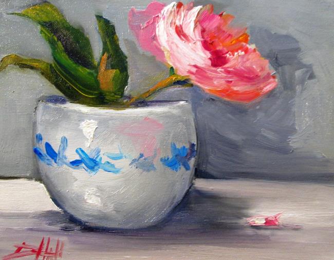 Art: Rose in a Clay Vase-sold by Artist Delilah Smith