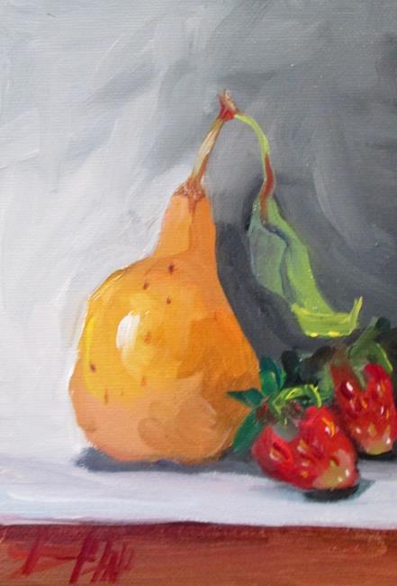 Art: Pear and Strawberries by Artist Delilah Smith
