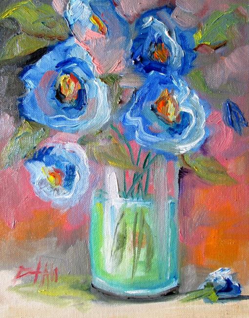 Art: Blue Flowers in a Vase by Artist Delilah Smith