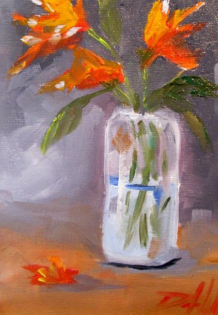 Art: Orange Flowers in a Glass Jar by Artist Delilah Smith