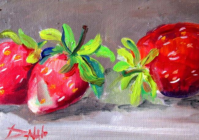 Art: Three Strawberries by Artist Delilah Smith