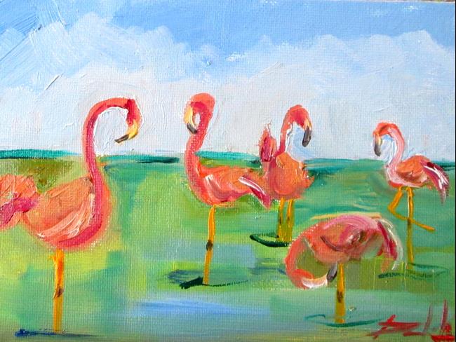 Art: Flock of Flamingos by Artist Delilah Smith