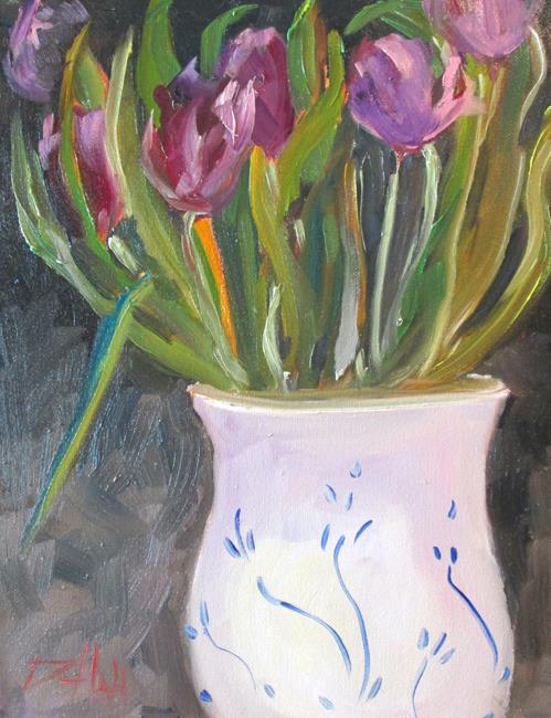 Art: Pot of Tulips by Artist Delilah Smith