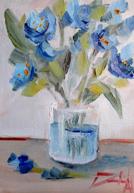 Art: Blue Flowers in a Jar by Artist Delilah Smith