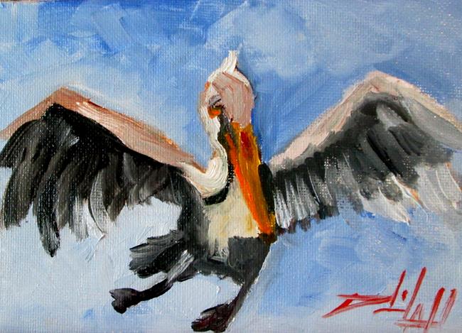 Art: Flying Pelican by Artist Delilah Smith
