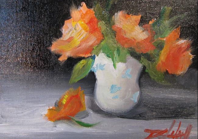 Art: Orange Flower in a Vase by Artist Delilah Smith