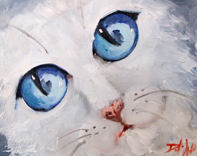 Art: White Cat Blue Eyes by Artist Delilah Smith