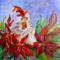 Art: Chicken in the Poinsettias No. 2 by Artist Delilah Smith