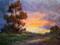 Art: Into the Sunset - Eucalyptus California sunset oil painting SOLD by Artist Karen Winters
