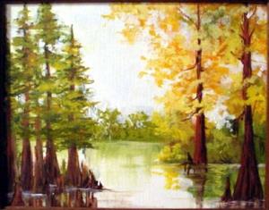Detail Image for art Yellow Cypress Trees Landscape