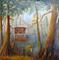 Art: Houseboat with Deer on the Atchafayala by Artist Barbara Haviland