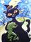 Art: Cat and Frog by Artist Nico Niemi