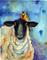 Art: When a Meadow Lark Lands on Ewe'r Head by Artist Catherine Darling Hostetter